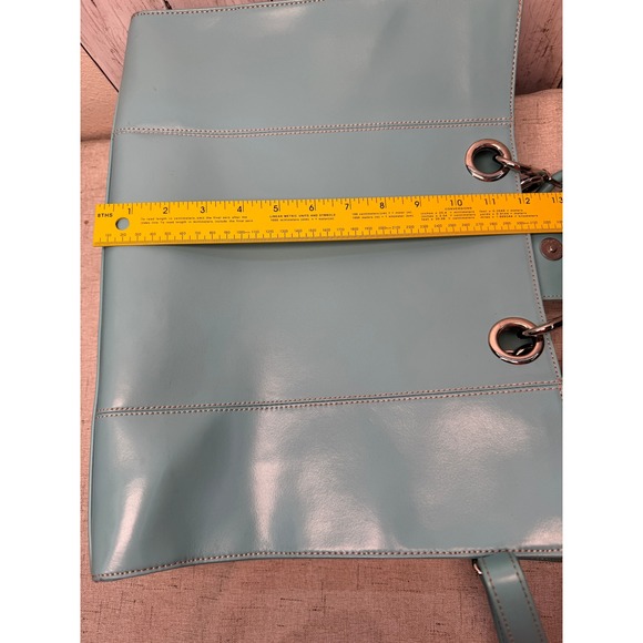 Wilsons Leather Turquoise Tote Shoulder Bag Crossbody Leopard Lining Insert - Picture 10 of 10